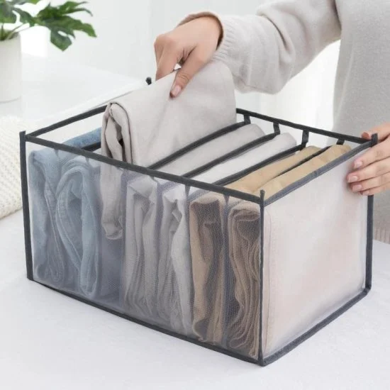 7 Grid Transparent Closet Clothes Organizer Home Storage Box