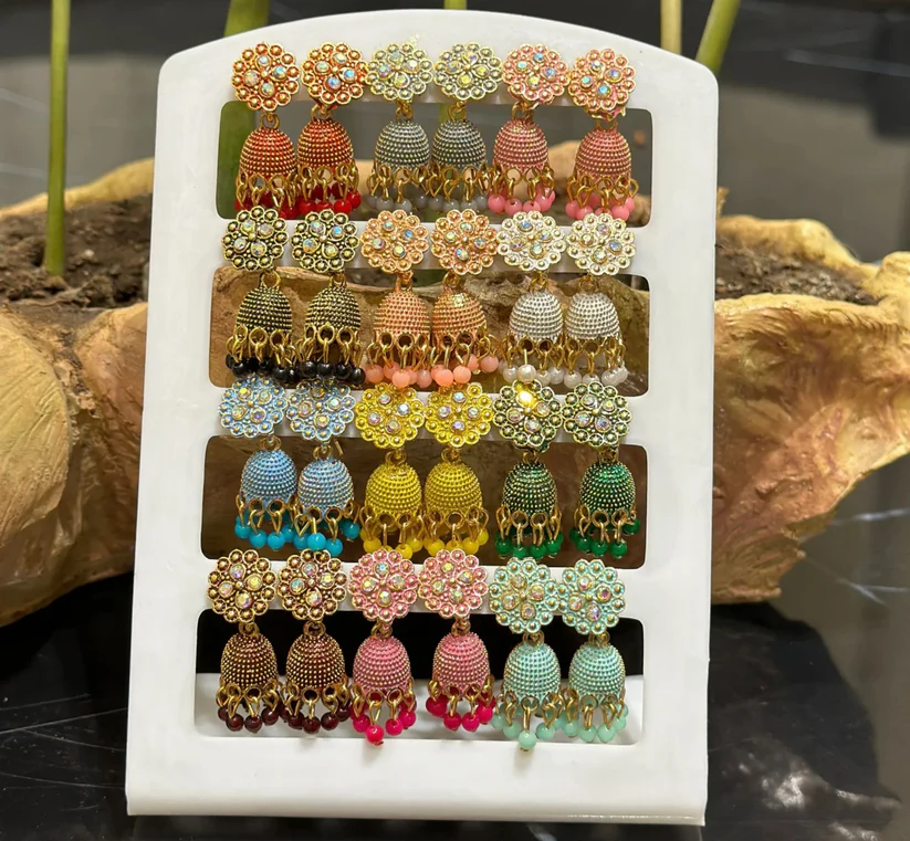Multicolor Floral Jhumka Set