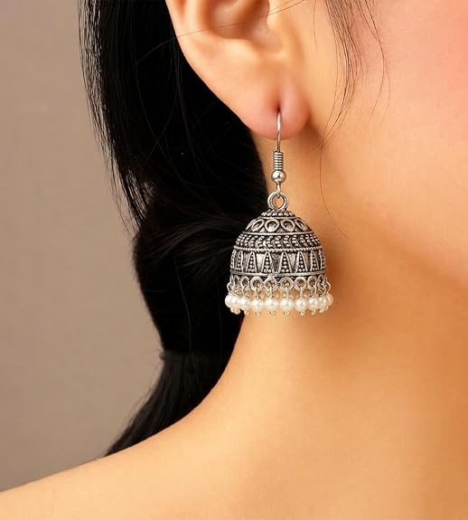 Classic Oxidized Pearl Jhumka