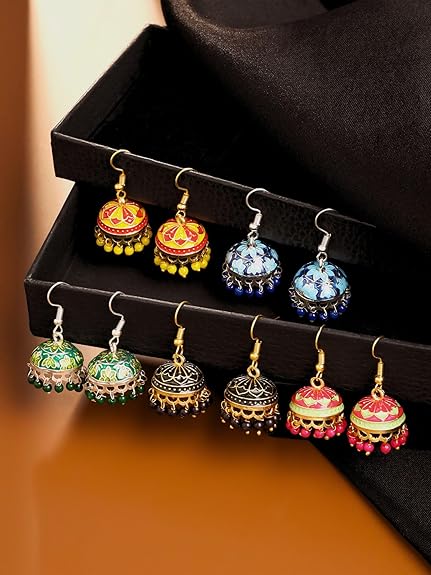 Gulnaar Meenakari Pearl Jhumka