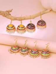 Yellow Meenakari Jaipur Jhumkas