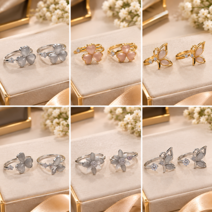 Elegant Stylish Design with Sparkling Details - Fashion Jewelry - Golden & Silver Variants - Adjustable Size (Pack of 3)