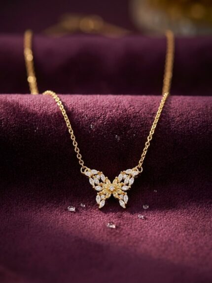 RoyalGlow - Butterfly Pendant Necklace - Elegant Butterfly Design - Fashion Jewelry - Gold-Tone Variant - Standard Size