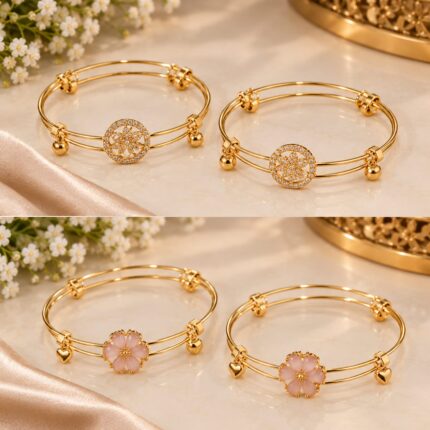 China Gold Bangles Pair - Elegant Gold-Tone Fashion Jewelry - 1 Pair Variant - Standard Size