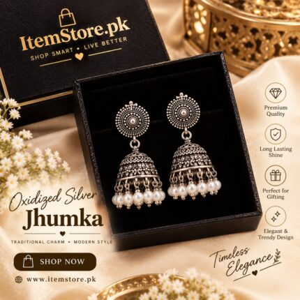 RoyalGlow - Oxidized Silver Jhumka Earrings - Traditional Antique Oxidized Design - Ethnic Fashion Jewelry - Silver-Tone Variant - Standard Size