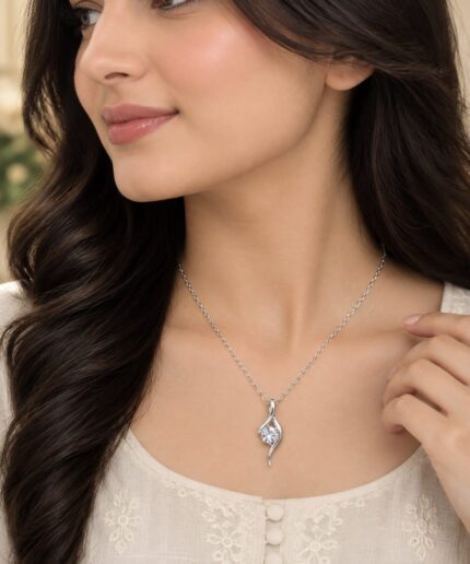 RoyalGlow - Twisted Elegance Crystal Pendant - Stylish Twisted Design with Sparkling Crystal - Silver & Purple Color Options - Standard Size