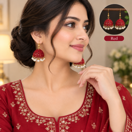 RoyalGlow - Matte Jhumki Earrings - Elegant Traditional Dome Design - Matte Finish Variant - Standard Size